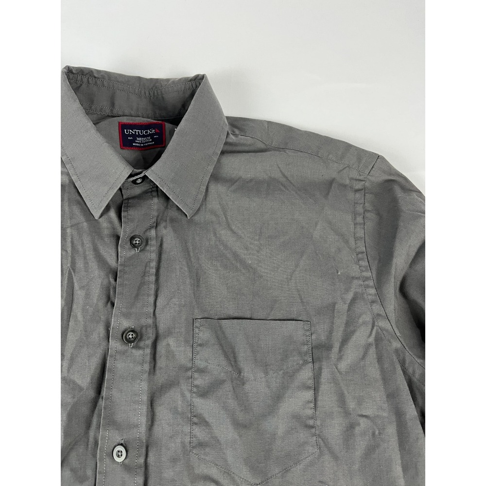 UNTUCKit Men's Medium Gray‎ Long Sleeve Button Up Shirt 100% Cotton